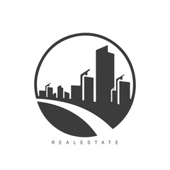 Real estate logo design with line art style. City building vector abstract for Logo Design Inspiration