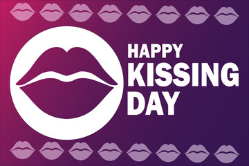 Happy Kissing Day Vector illustration. Holiday concept. Template for background, banner, card, poster with text inscription.