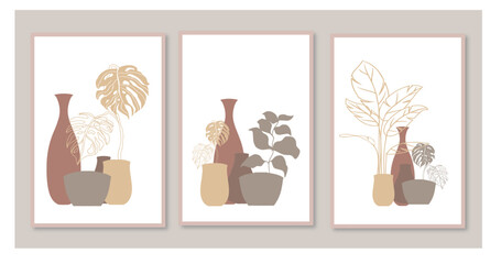 Abstract Botanical Print Set of 3 Minimal Botanical Art Home. Bohemiant 