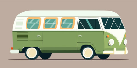 Retro van in flat design. Image of old van. © chekman