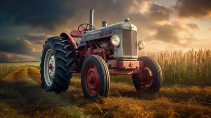 Poster old red tractor © faiz