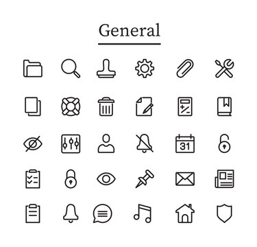 General icons, General Vector icons set, General line icons
