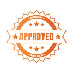 Certified badge stamp design, Approved badge seal, Accepted badge stamp