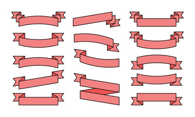 Obraz premium set of flat design ribbon icon with elegant color, vector illustration of charter ornament, certificate, banner, greeting card.