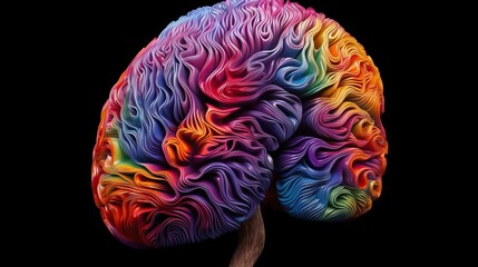 An intriguing image of a brain painted in vibrant, eye-catching colors, a symbol of creative intelligence. Generative AI