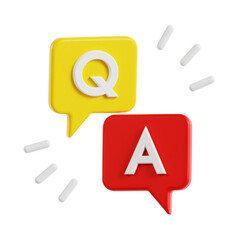 qna message 3d render icon illustration, transparent background, feedback