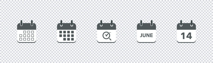 Calendar icons set.Calendar with raised pages.Set of calendar sign and symbol. Gray calendar isolated on a white and transparent background. Vector illustration