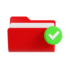 approved folder 3d render icon illustration, transparent background, security