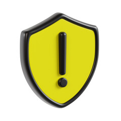 shield warning 3d render icon illustration, transparent background, security