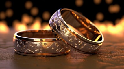 wedding rings on black background