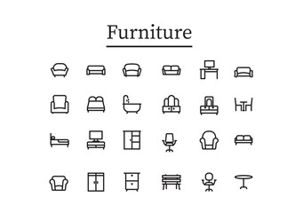 Furniture line icons set. Furniture vector's icons set