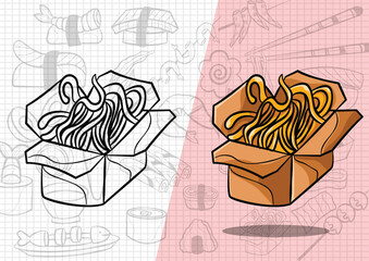 cartoon style japanese food illustration