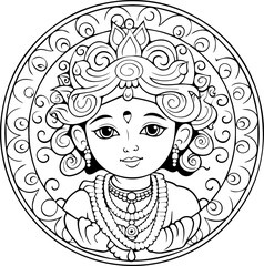 Hindu lord krishna black and white images