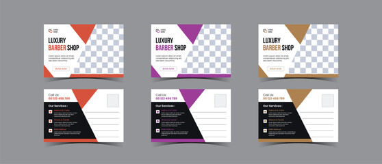 Postcard template design for Barbershop business