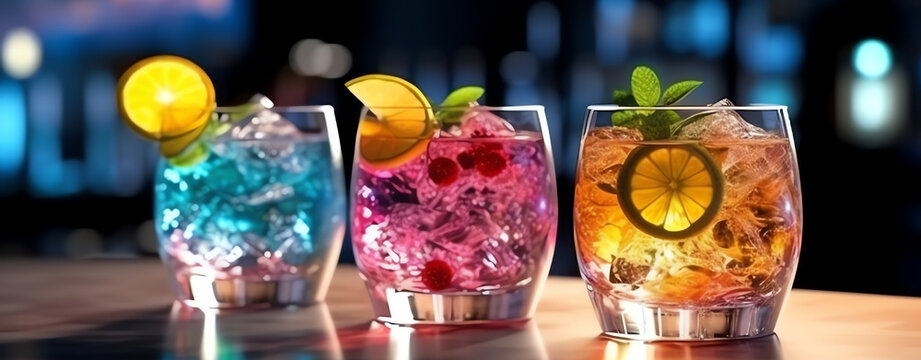 Three colored gins, AI generated