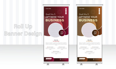 Business stand roll up banner design template, modern x-banner,  banner stand or rectangle size. 