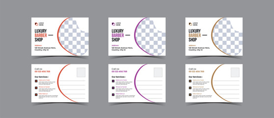 Postcard template design for Barbershop business