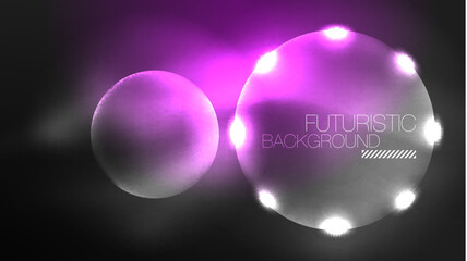 Circles with bright neon shiny light effects, abstract background wallpaper design