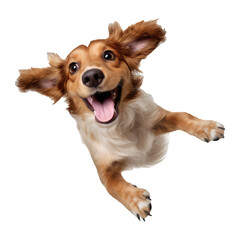 Cute playful pet dog isolated on white background. happy young brown dog transparent background 