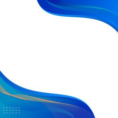 Abstract blue curve corner border or blue wave border for a certificate or business background