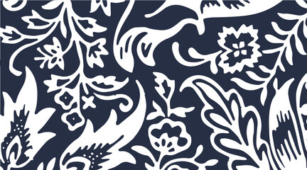 floral pattern white blue background vector