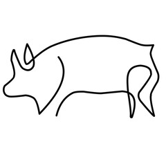 One line pig silhouette design. Hand drawn minimalist style vector illustration