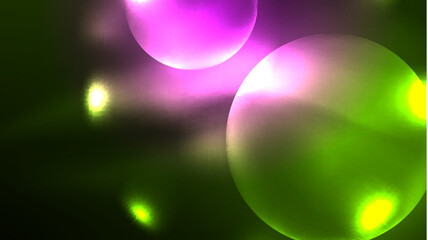 Neon glowing circles, magic energy space light concept, abstract background wallpaper design