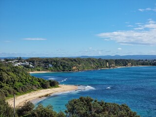 View Along the Coast From Nora Head New South Wales, Australia. Looking over the ocean and beaches