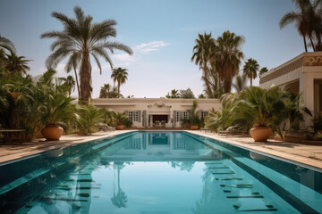 Fototapeta na wymiar Ein schöner Pool in einer imaginären Anlage in Ägypten