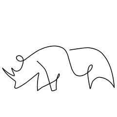 One line rhinoceros design silhouette. Hand drawn minimalism style vector illustration