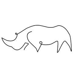 One line rhinoceros design silhouette. Hand drawn minimalism style vector illustration