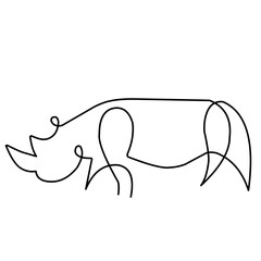 One line rhinoceros design silhouette. Hand drawn minimalism style vector illustration
