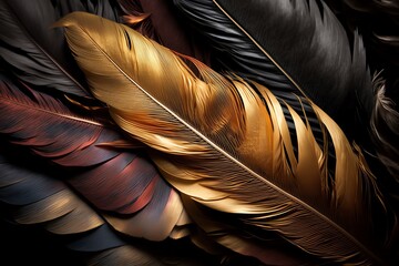 Bird feather pattern for background and texture. Feather texture background. generative AI.