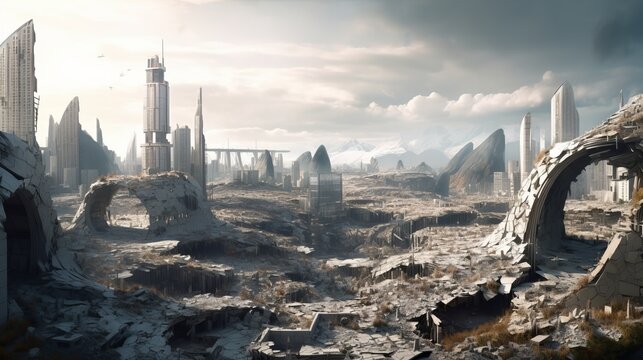 崩壊した都市,Generative AI AI画像