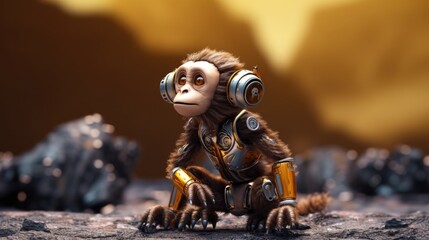 monkey with headphones