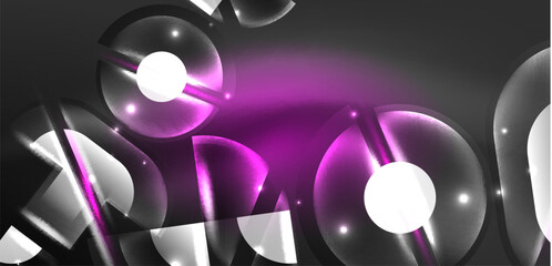 Abstract background glowing neon circles and lines with magic light effects. Hi-tech design for wallpaper, banner, background, landing page, wall art, invitation, prints, posters
