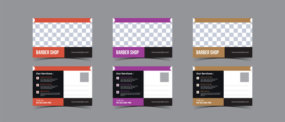 Postcard template design for Barbershop business