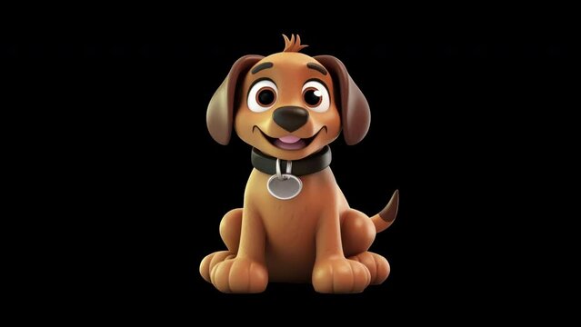 Cute Brown Puppy Dog, 3D Cartoon, Dog Motion