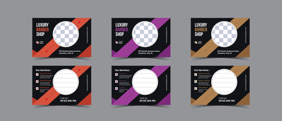 Postcard template design for Barbershop business