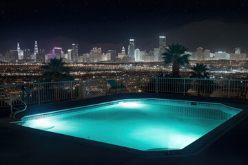 Fototapeta na wymiar Ein schöner Pool auf einem Dach in einer Stadt wie Las Vegas