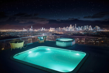 Ein schöner Pool auf einem Dach in einer Stadt wie Las Vegas