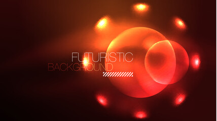 Circles with bright neon shiny light effects, abstract background wallpaper design