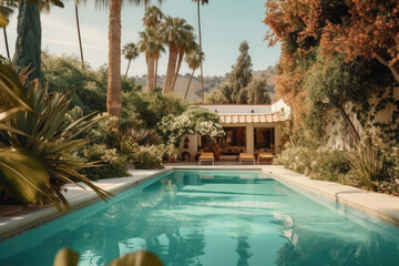 Ein Pool bei einer Villa in einer Stadt wie Los Angeles