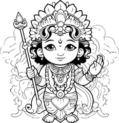 Hindu lord krishna black and white images