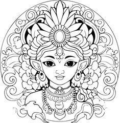 Hindu lord krishna black and white images