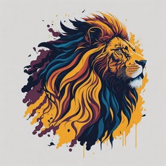 Lion head pop art illustration generative ai