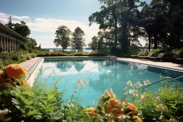 Ein Pool bei einem Haus in Schweden