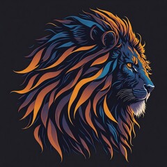 Lion head pop art illustration generative ai