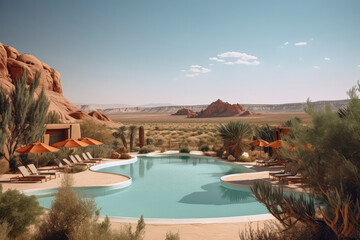Ein Pool in einer Hotelanlage in Utah, USA