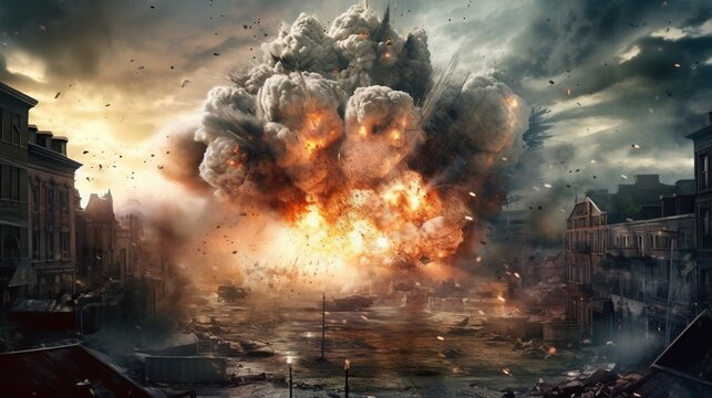 爆発の起きた都市,Generative AI AI画像